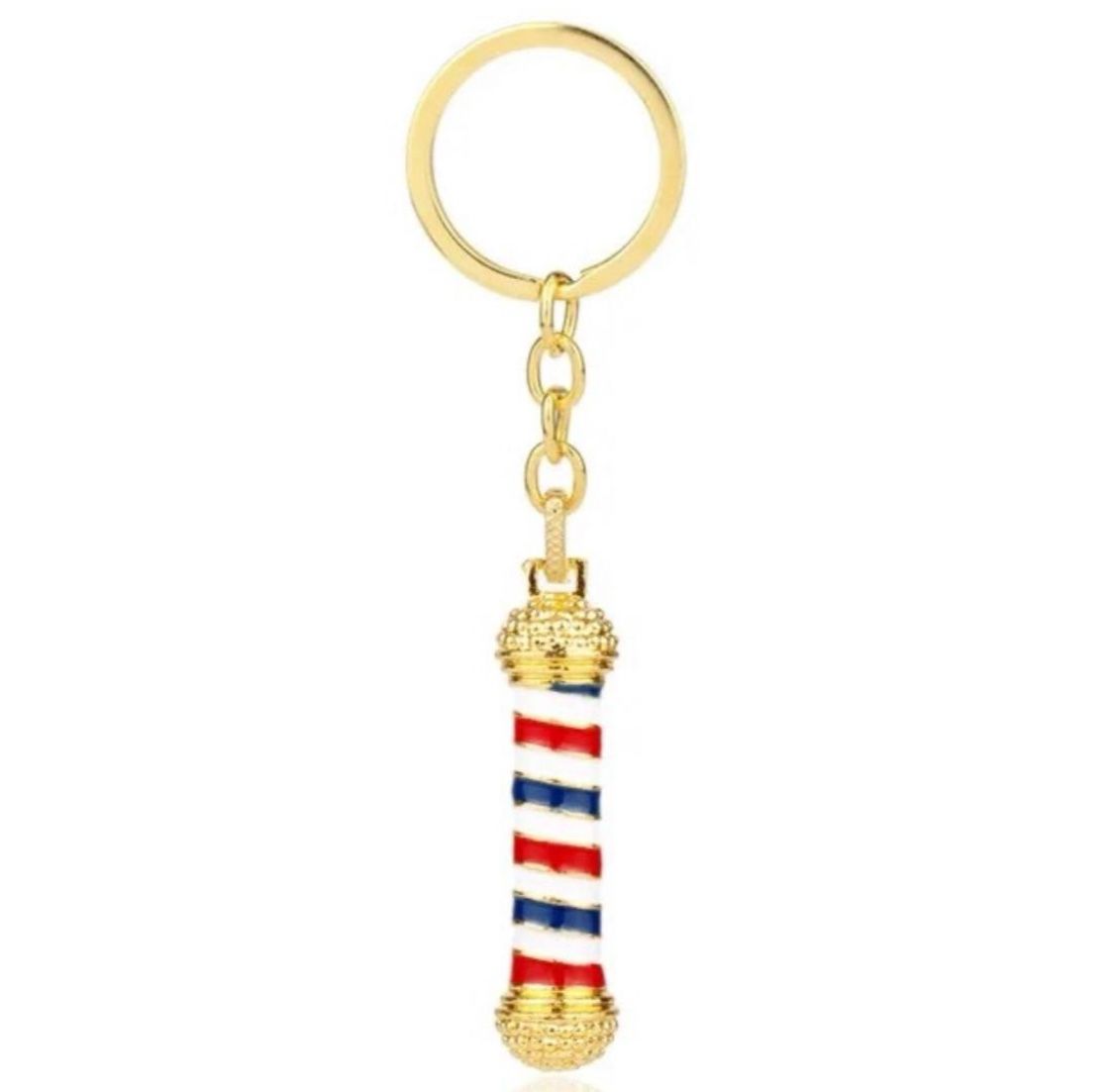 Brand New Small Barber Pole Keychain 