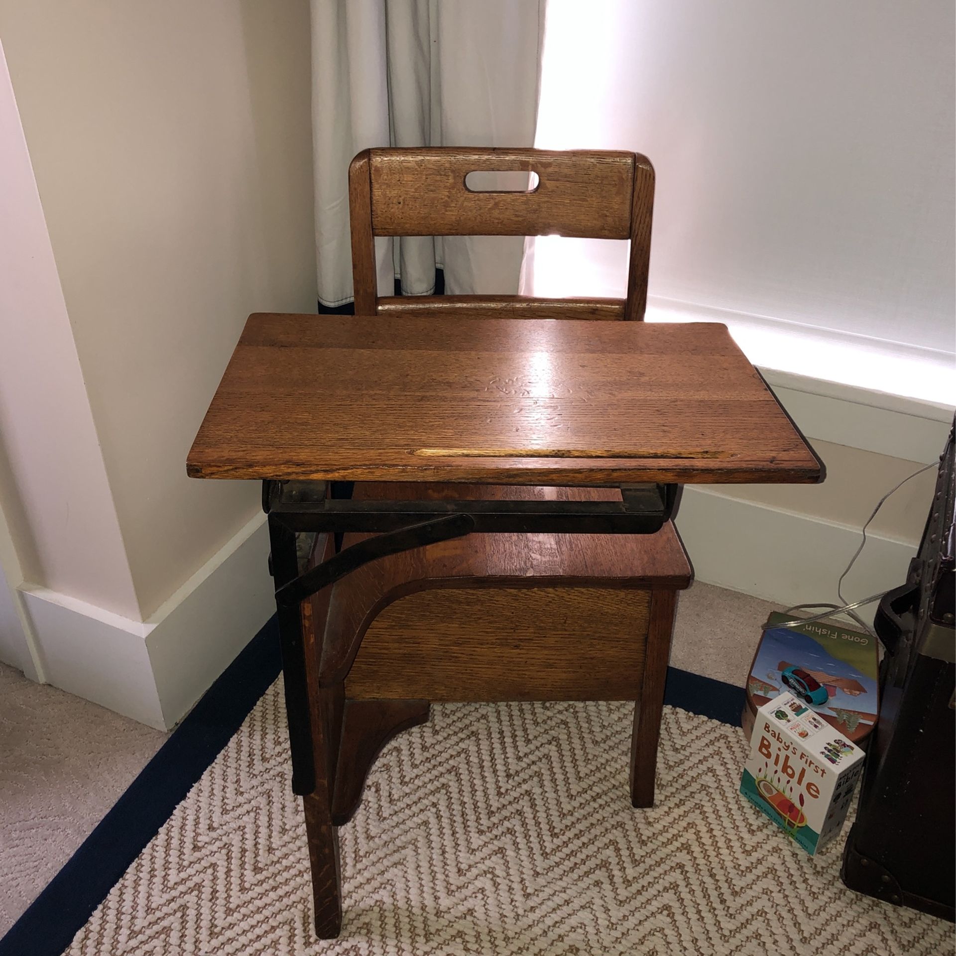 Antique Child’s Wooden Desk With Drawer