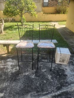 Metal bar stools with Floral Cushion Seat