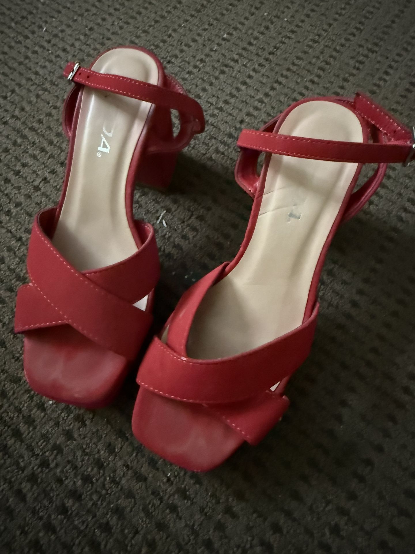 SODA Red Heeled Sandals size 6