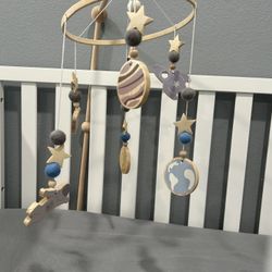Crib mobile wood arm with toys 