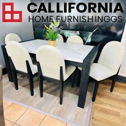 7pc Modern Dining Table Set with Chairs