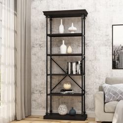 Etagere Bookcase By Williston Forge (Dark Walnut/Black)