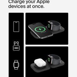 Belkin 2-in-1 Magnetic Charging Travel Pad 15W - MagSafe-Compatible Foldable Qi2-Certified Wireless Charging Station, iPhone Charger for iPhone 16 