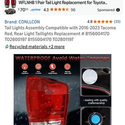 Toyota tacoma tail left driver side