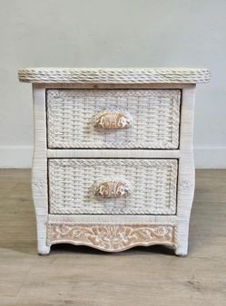 Vintage Pier 1 "Jamaica" Wicker Dresser & Nightstand Set - Boho Coastal