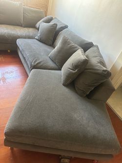 Room & Board Charcoal Gray Velvet Sectional Sofa – L-Shaped