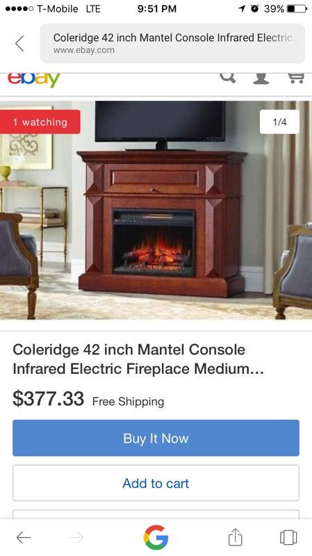 Coleridge 42 In Mantel Console Infrared Electric Fireplace
