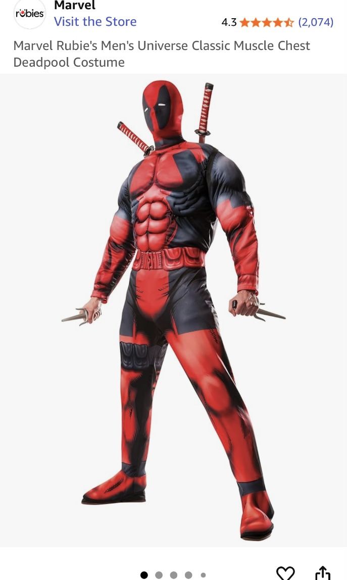 Marvel Rubie's Men's Universe Classic Muscle Chest Deadpool Costume