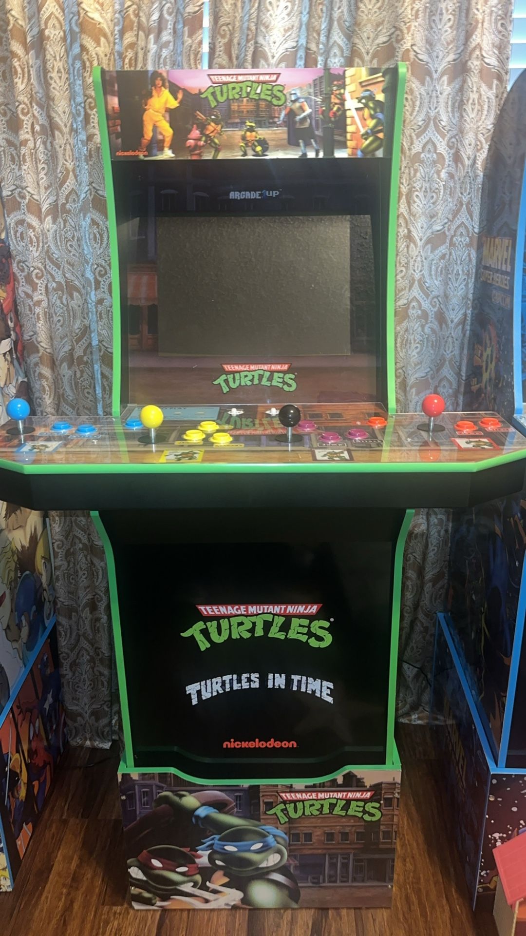 Arcade1Up Teenage Mutant Ninja Turtles 2 In 1 Arcade Cabinet Machine with Riser