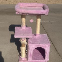 32” Fish and Nap Pink Cat Tree House and Stand 