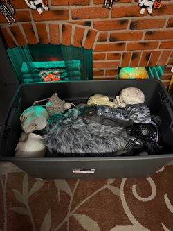 Halloween Decoration Lot in Storage Bin