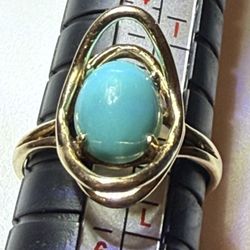 Turquoise 14k Gold Ring Woman’s Female 
