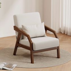 Solid Wood Accent Chair Mid-Century Modern Lounge Armchairs