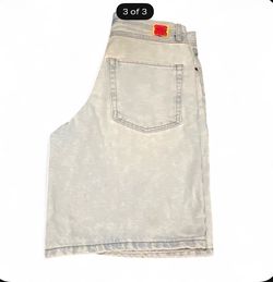 Light Wash Denim Shorts with Patch Logo