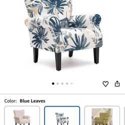 Accent Chair Blue Leaves