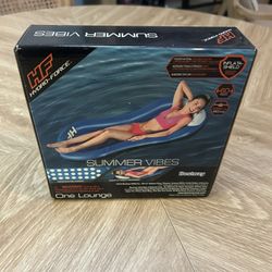 NEW Blue Pool Inflatable Lounge With Headrest 60”