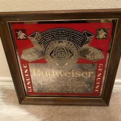 Vintage Budweiser 'King of Beer' Mirror Bar Sign