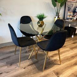 Black Gold Kitchen Table Set For 4