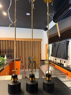 3 pendant lights gold and black