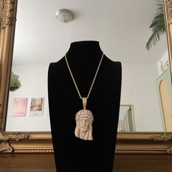 Creme noir Crystal Diamond Jesus Pendant 