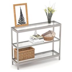 New Console Table Silver 35" Entryway Table with 3 Tiers, Foyer Tables, 