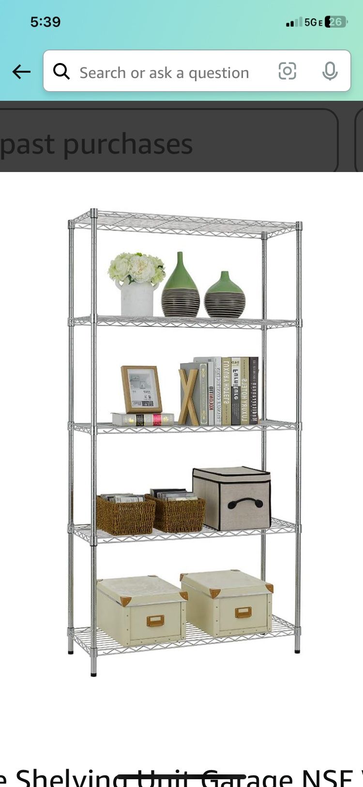 New Unopened Box! 5 Shelf Chrome Tall Shelving. 14x26x72