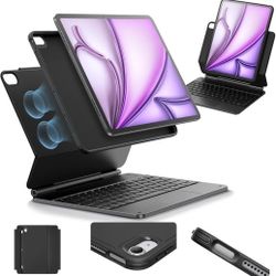 ESR iPad Air 13 Inch Case Keyboard (M3/M2, 2025/2024), Easy-Set Magnetic Stand, Portrait/Landscape Mode, Removable Case with Multi-Touch Trackpad -BLK