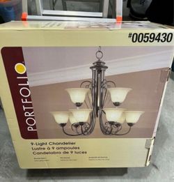 New 9-Light Bronze Chandelier