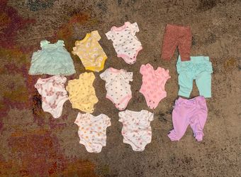 Preemie Bundle Baby Girl Pink Heart Ruffle-Sleeve Onesie - Unbranded