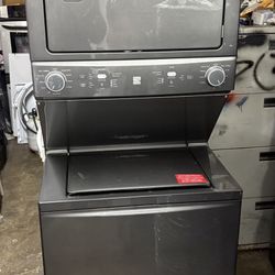 Kenmore stackable 27” Wide Stainless Steel Washer And Dryer 