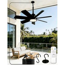 28 Inch Plug-In Outdoor Ceiling Fan with Lights and Remote, LED Gazebo Hanging Fan with Hook, 3CCT 3000K-6500K Dimmable Gazebo Fan, 6-Speed Quiet Ceil