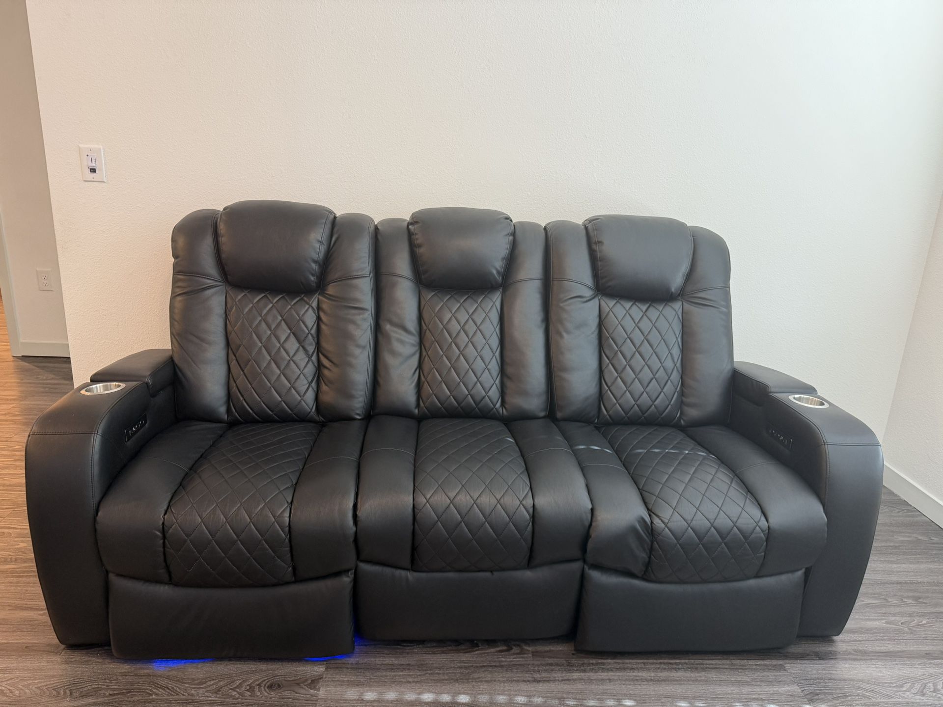 Black Leather Recliner Sofa