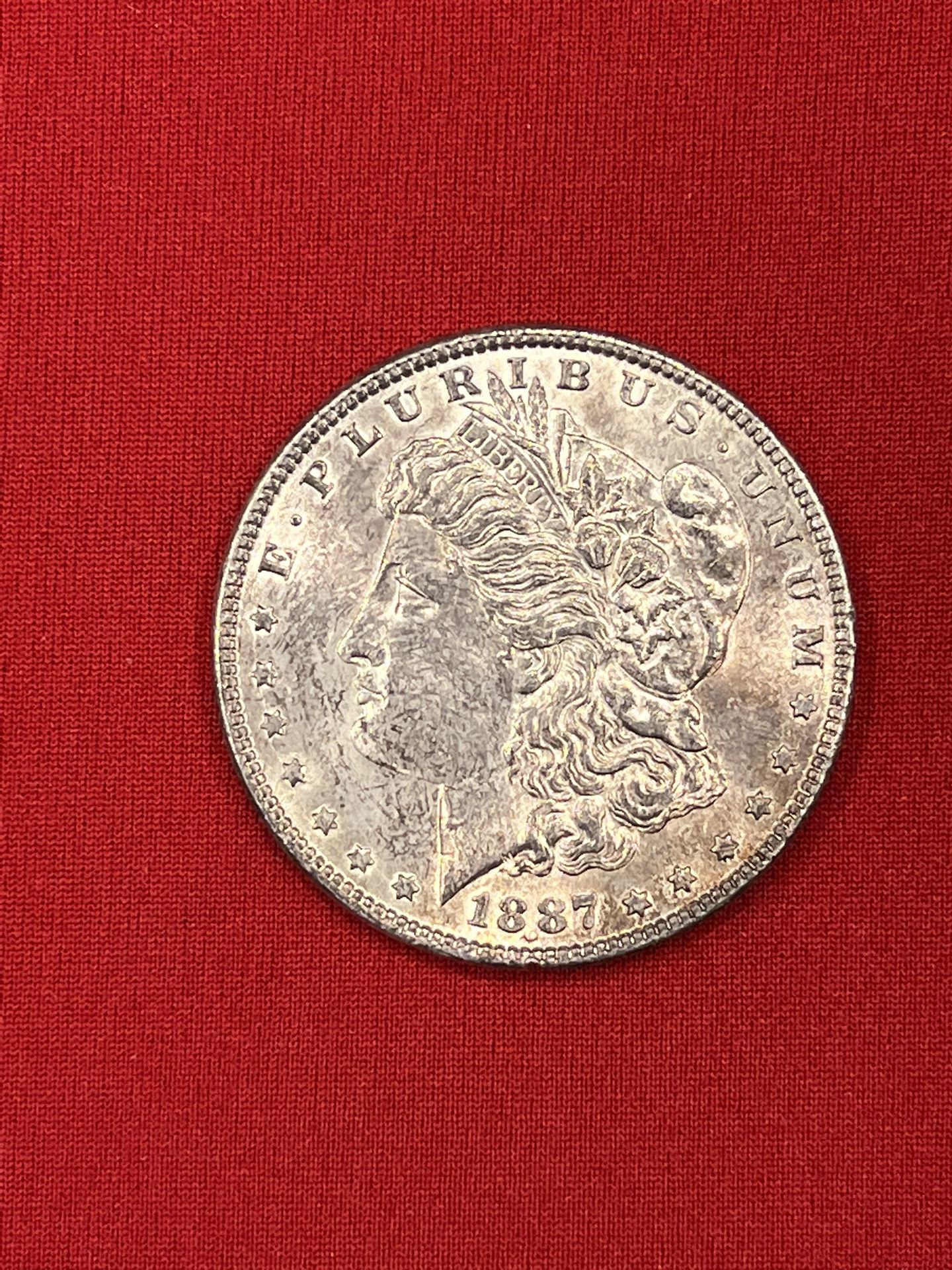 1887 P Morgan Silver Dollar A/U 