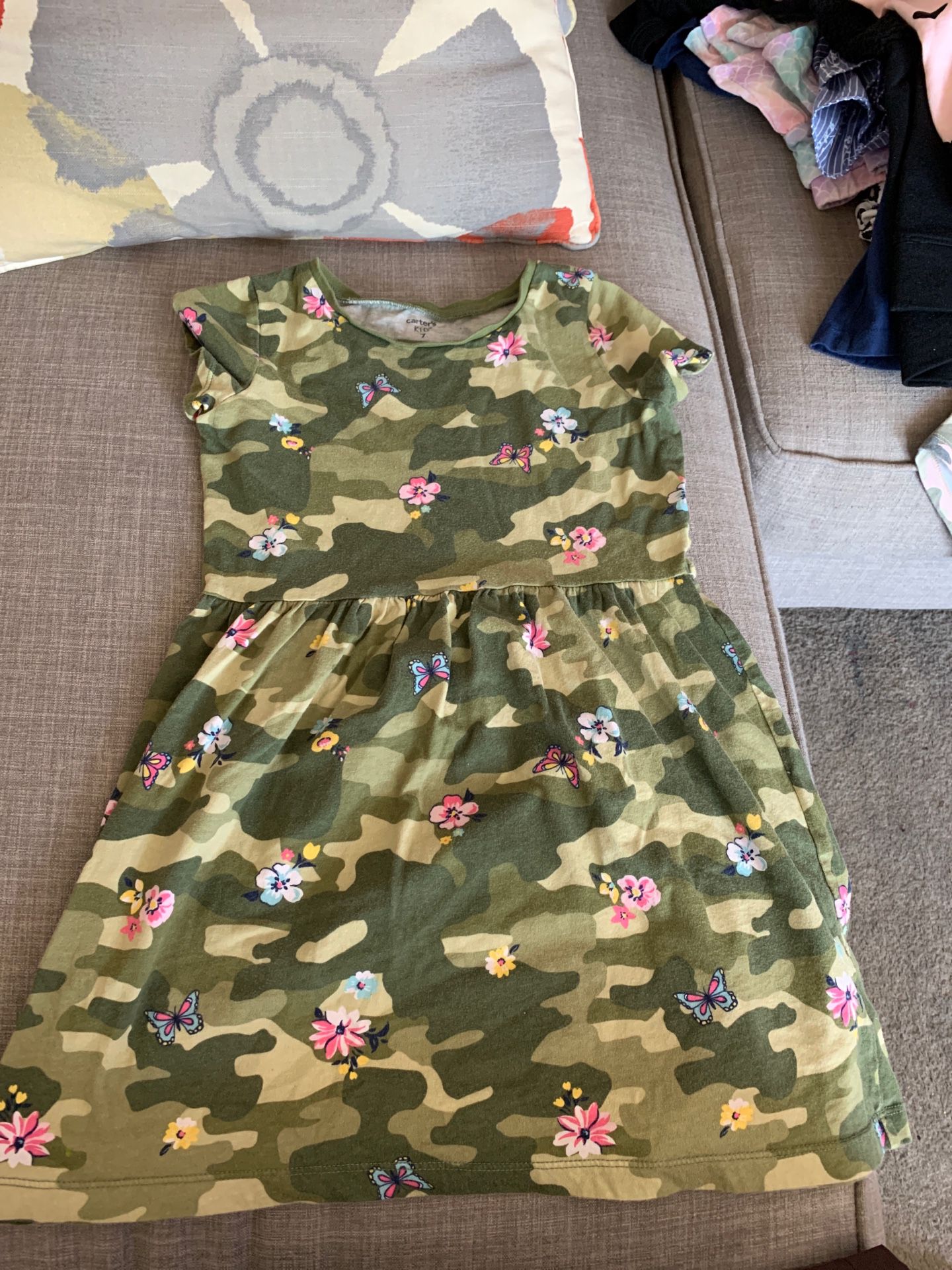 Girls dress - camouflage with flowers