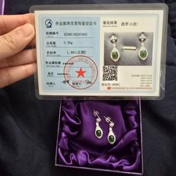 Jade Jewelry (A Grade) Vivid Transparent Green Natural no-treatment VS in sterling silver.