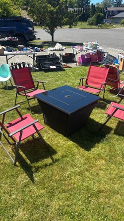 Fire pit and chairs