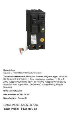 AFCI 15A 2POLE