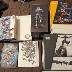 Overwatch Lot 3 Statues, 1 Lego Set,  3 Art Books,