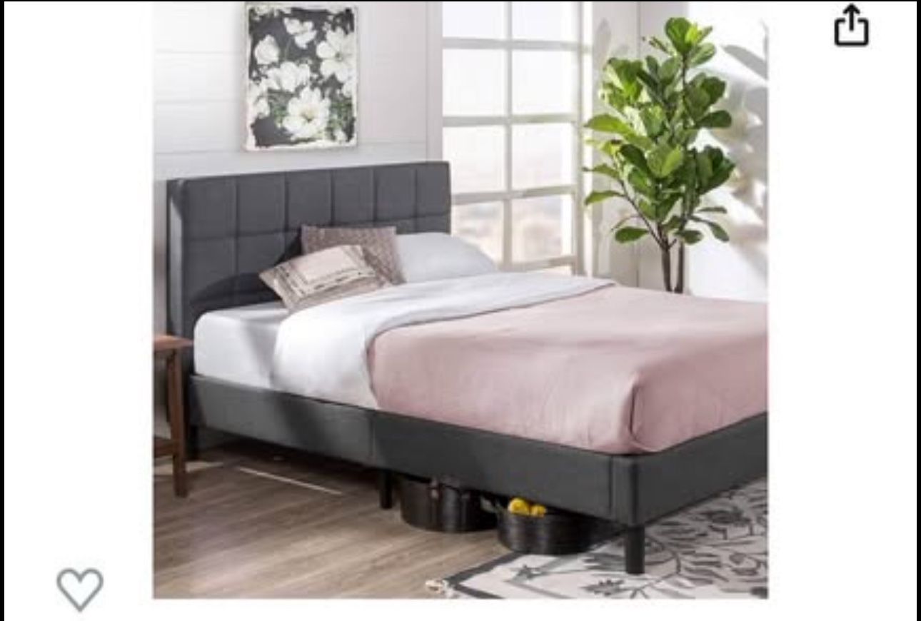 ZINUS Lottie Upholstered Standard Bed Frame / Mattress Foundation / Wood Slat Support.