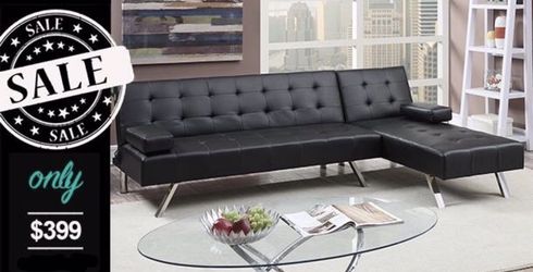 New black sectional sofa bonded leather