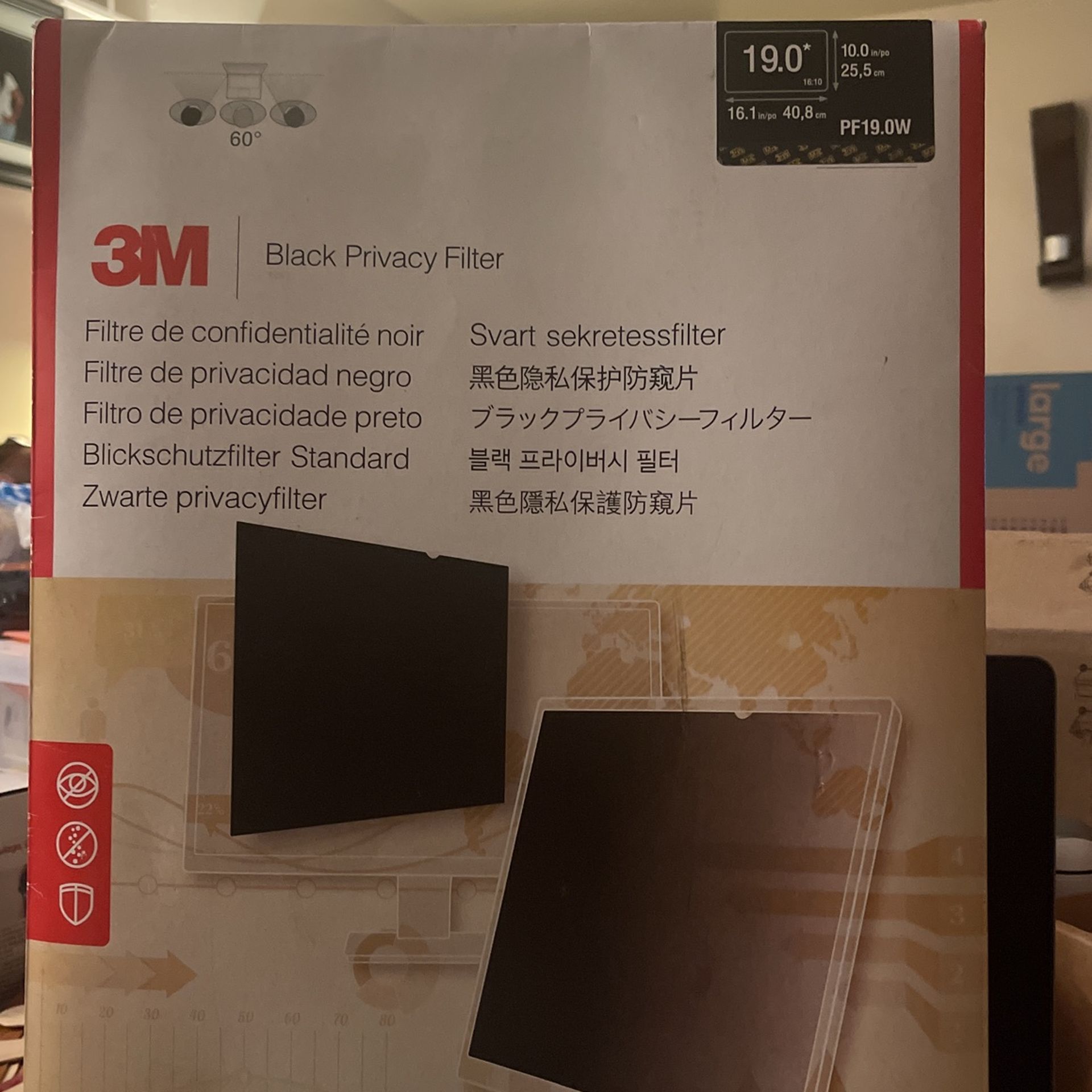 3M Black Privacy Filter 19 Inch