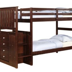 Solid Wood Espresso STAIRCASE Bunk Bed with STORAGE $39 Down!