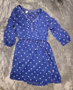 Blue And White Polka Dot Dress