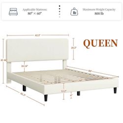 Queen Bed Frame Beige 