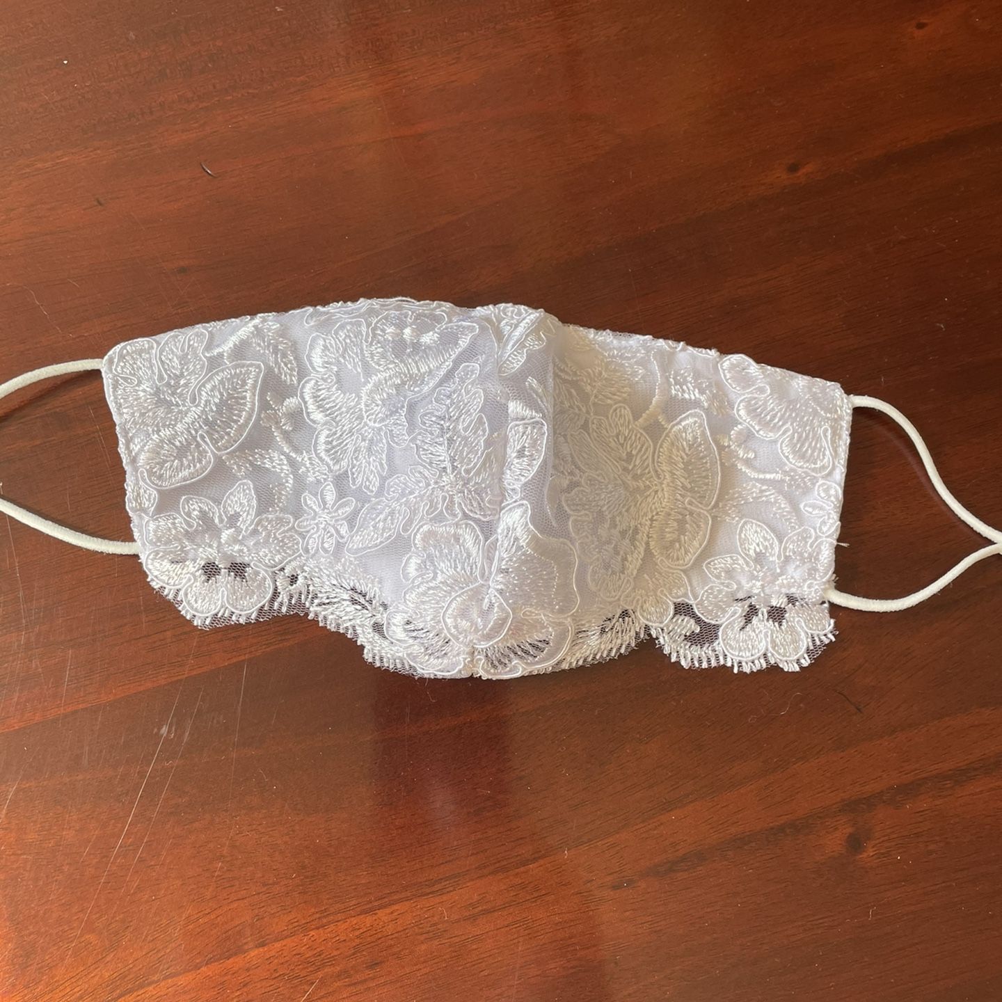 French lace Mask With Adjustable Side Bands White