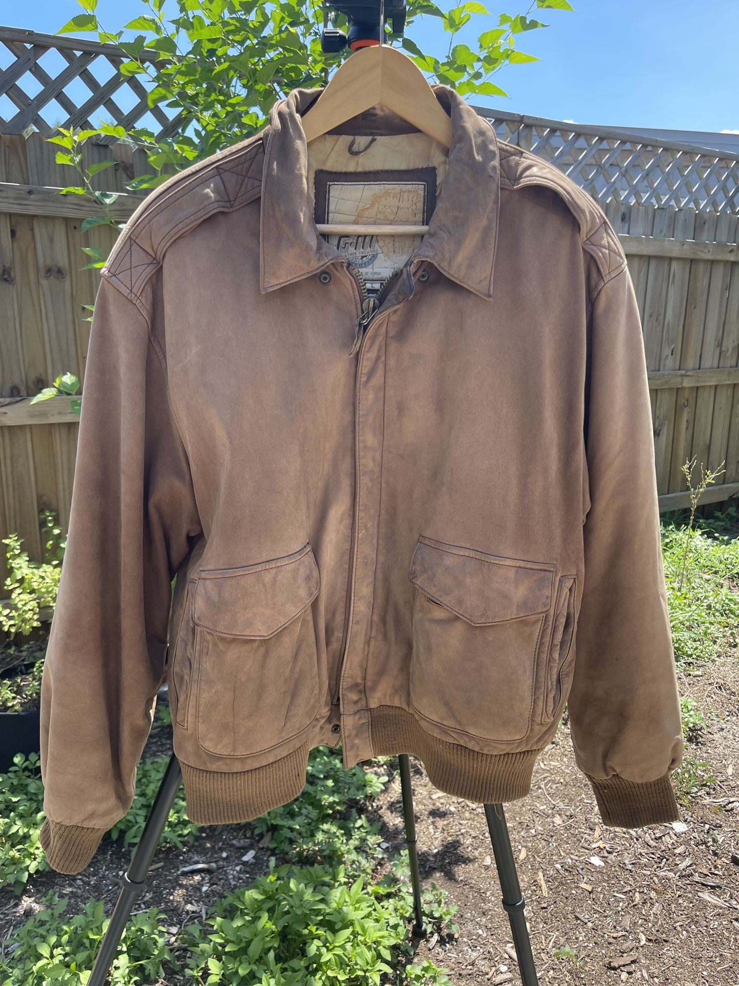 Men's Global Identity Brown Leather G III Bomber Jacket Bin z