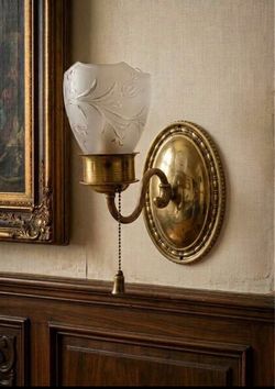 Antique Brass Wall Sconce with Etched Glass Shade