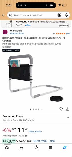 New in box assisted bed rail w light