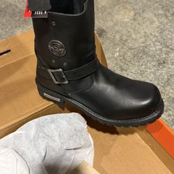 Milwaukee Leather MBM904OW Men's Black 'Wide Width' 6-inch Classic Engineer Motorcycle Leather Boots